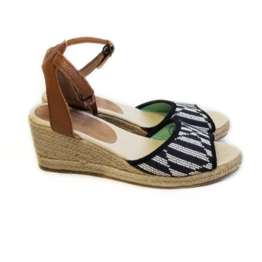 Soludos Anthropologie Beaded Woven Espadrille Wedge Sandals Size 9